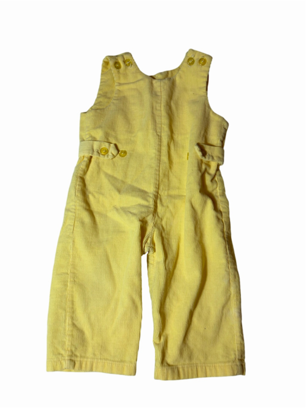Vintage Babycrest Kids Yellow Corduroy Overalls L Made in Japan Retro